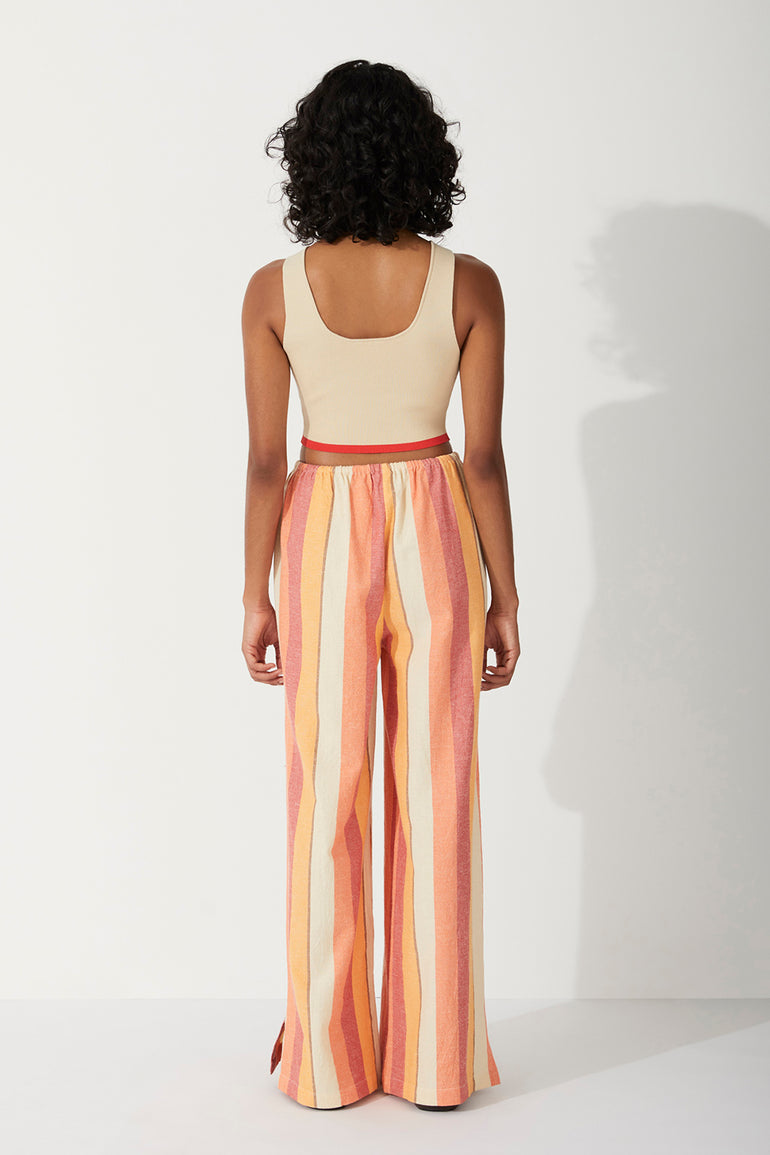 Zulu & Zephyr Sand Contrast Organic Cotton Blend Knit Top