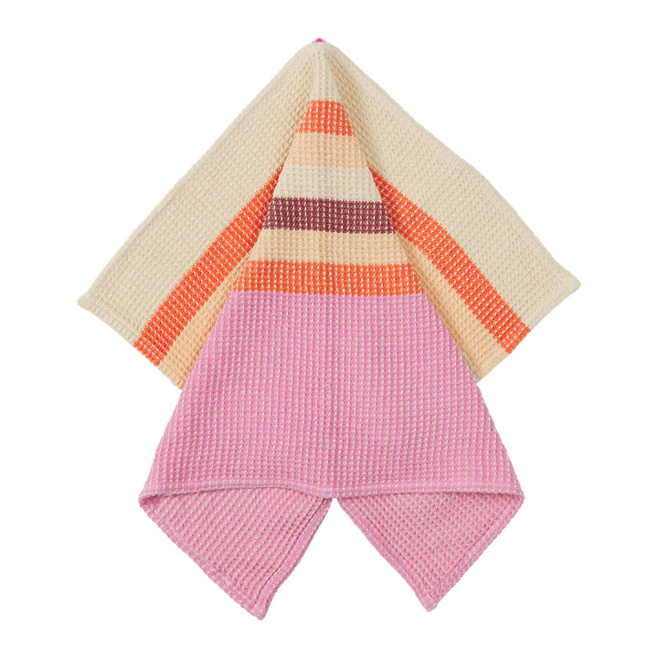 Sage X Clare Delano Stripe Tea Towel Dahlia
