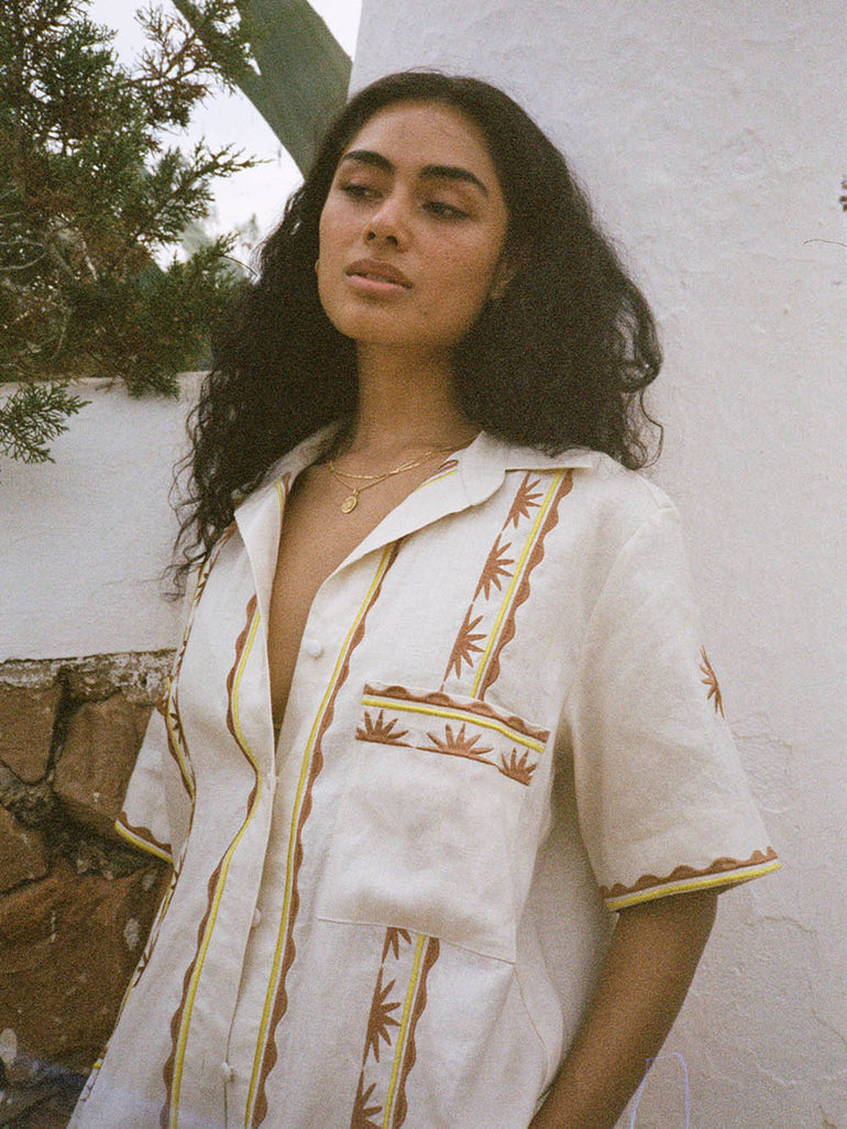 Soleil Soleil Darcy Shirt Helios Embroidery