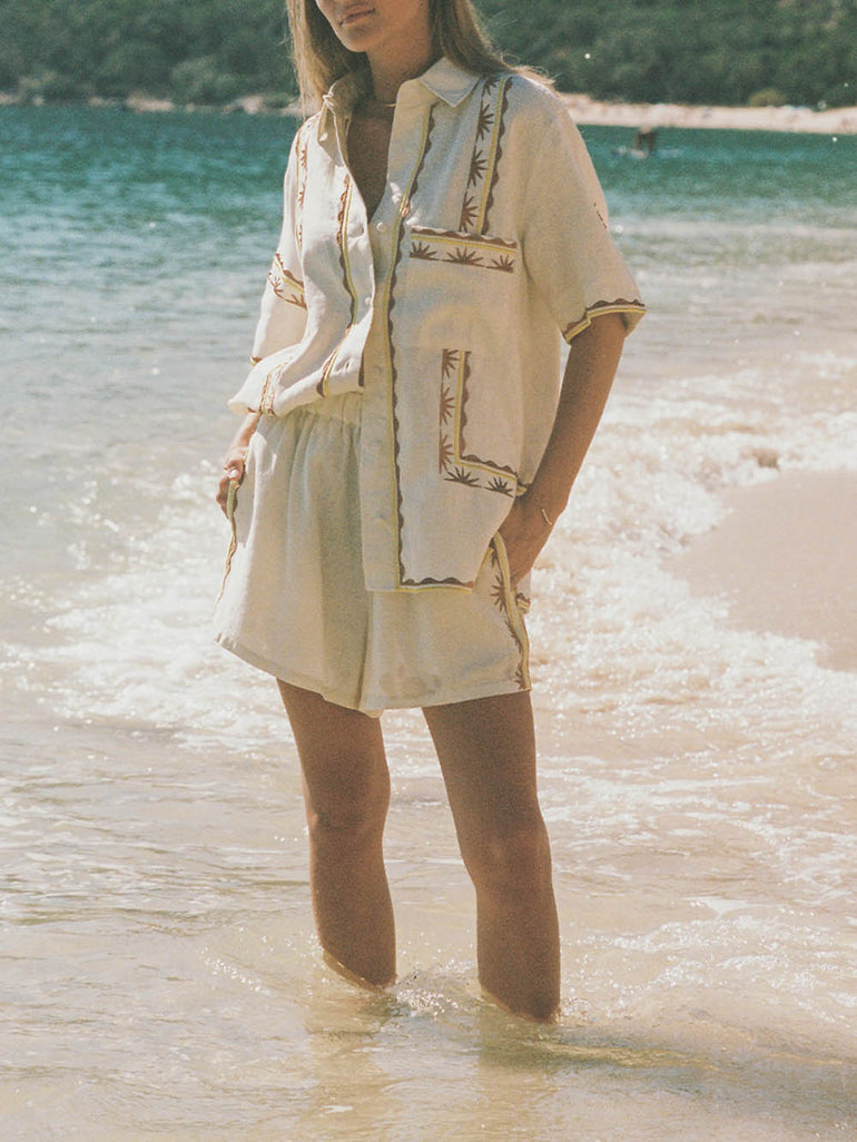 Soleil Soleil Darcy Shirt Helios Embroidery