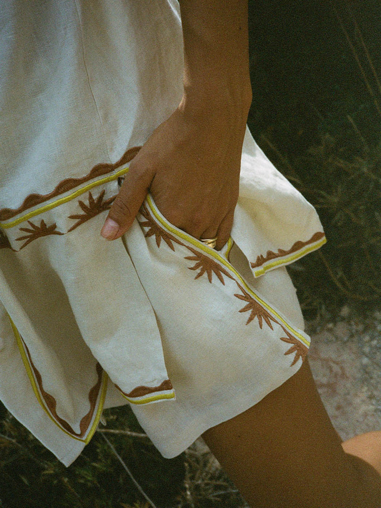 Soleil Soleil Abbey Shorts Helios Embroidery
