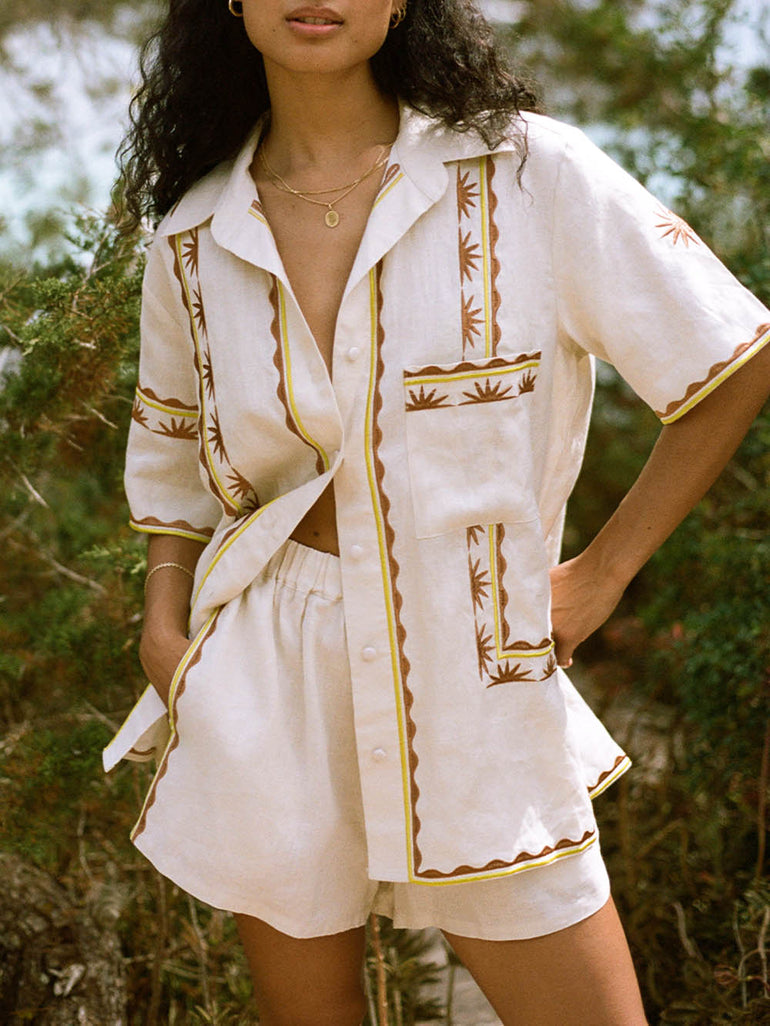 Soleil Soleil Darcy Shirt Helios Embroidery
