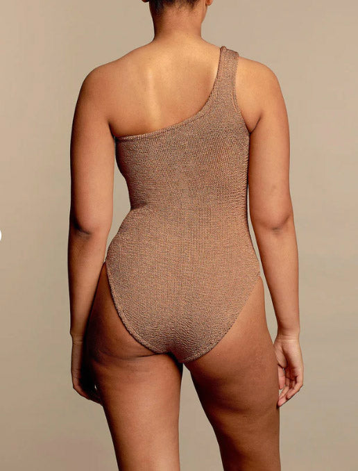 Hunza G Nancy Swim Metallic Cocoa Crinkle