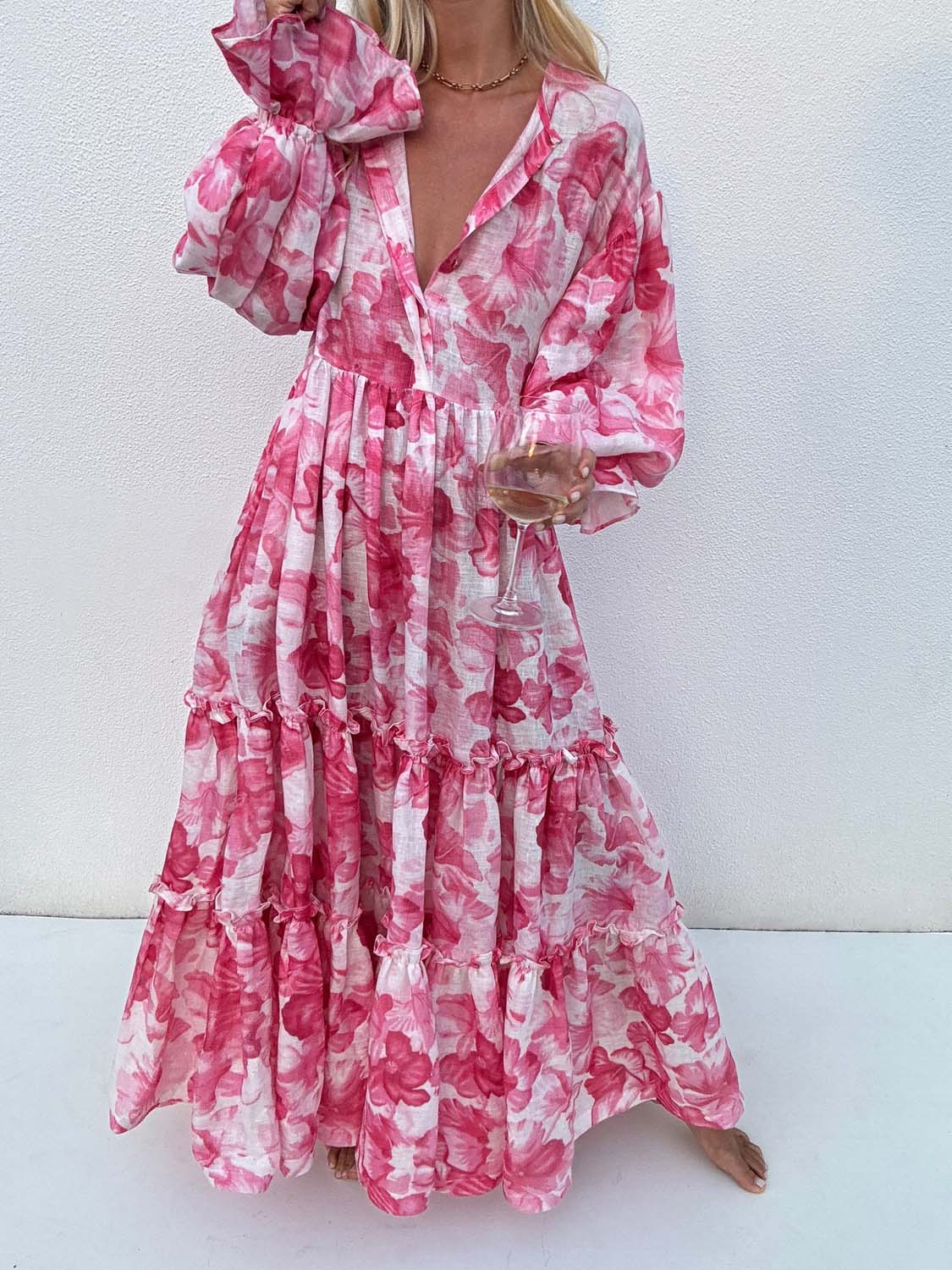 La Bohème Girls Leilani Tiered Maxi Dress Aloha Floral