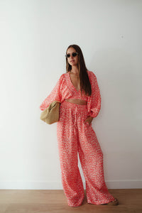 La Bohème Girls Essie V Neck Maxi Dress Coral Oat Leopard