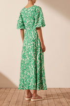 Shona Joy Arosa Linen Short Sleeve Cut Out Midi Dress