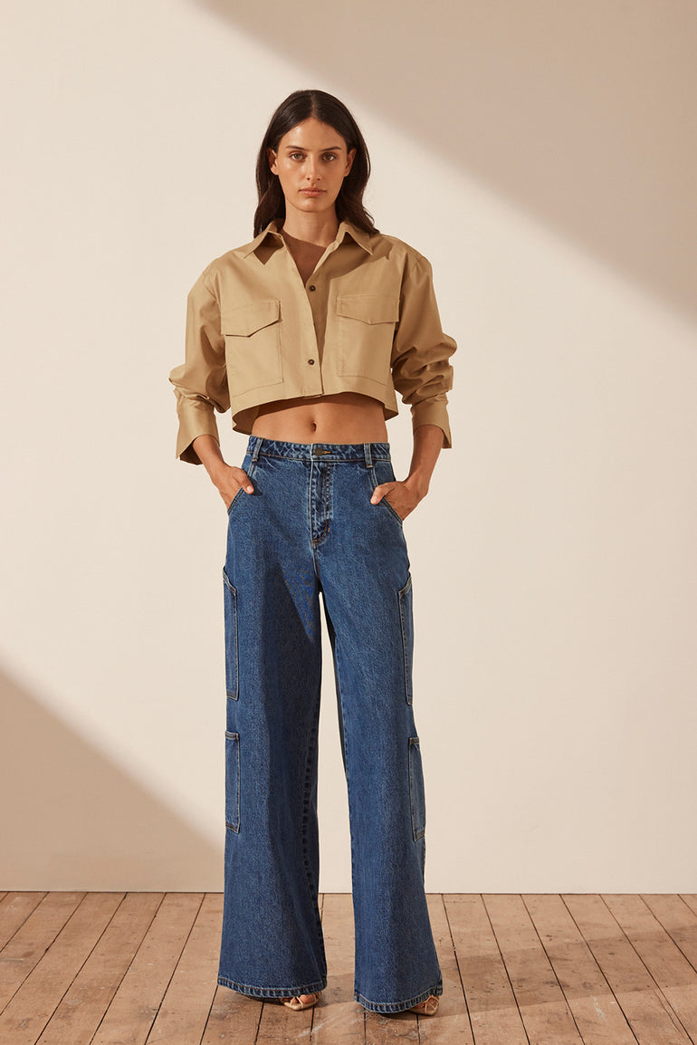 Shona Joy Tovere Wide Leg Cargo Jean Indigo