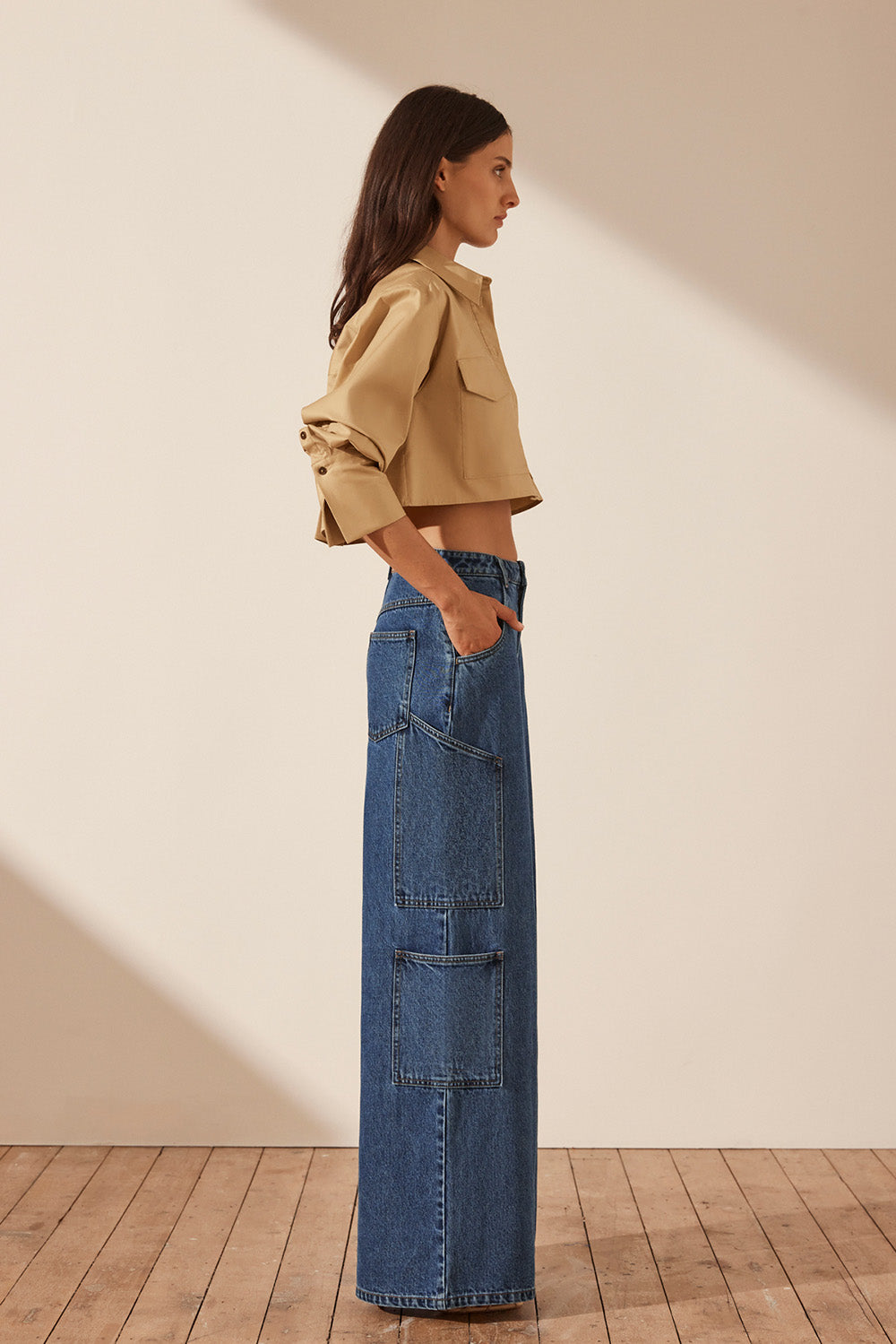 Shona Joy Tovere Wide Leg Cargo Jean Indigo