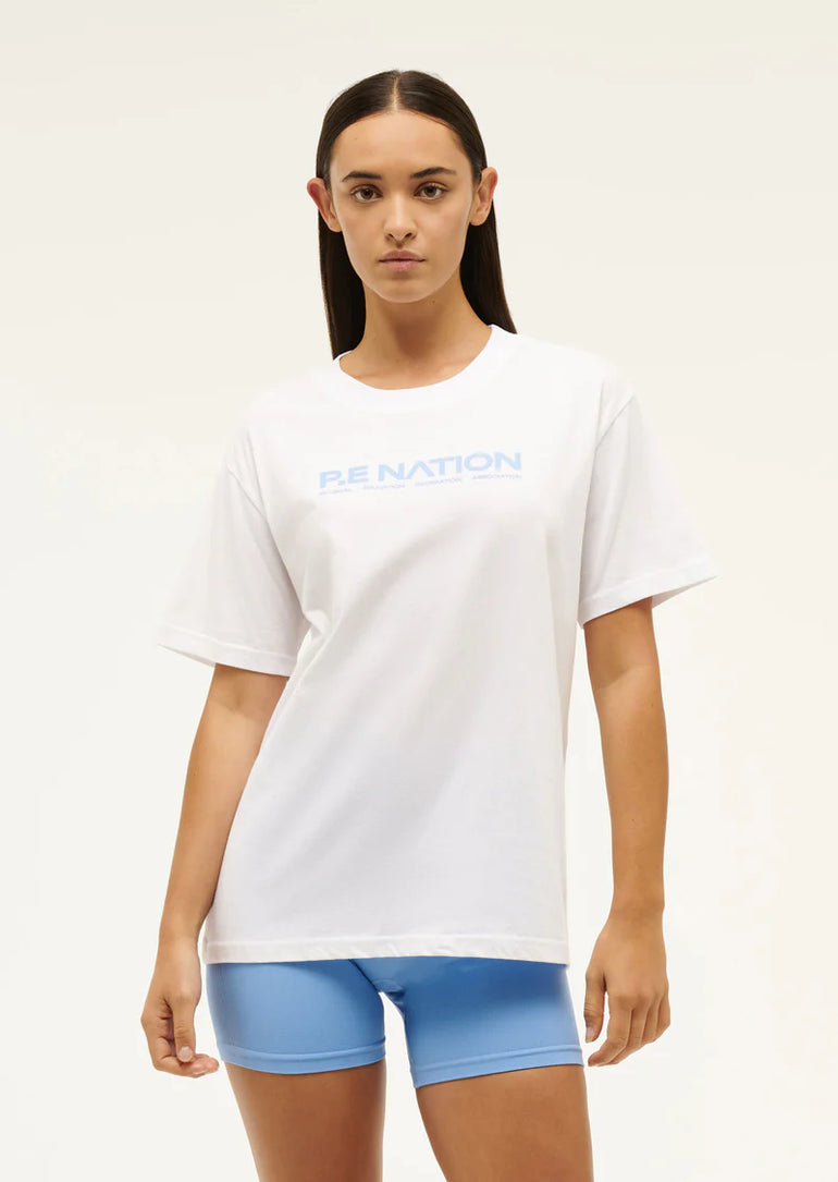 PE Nation Aero SS Tee White Cornflower Blue