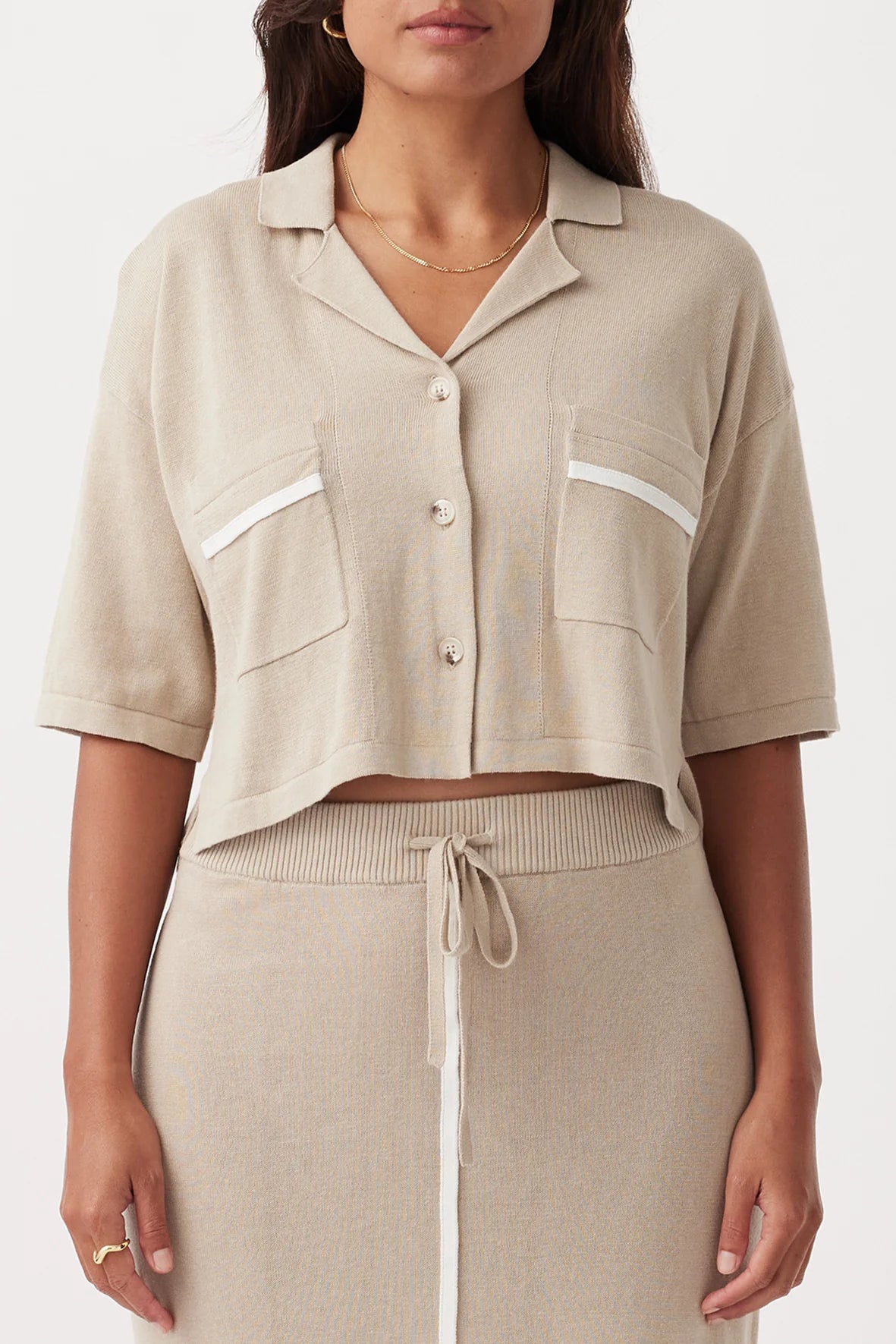 Arcaa Quinn Cropped Shirt Taupe Cream