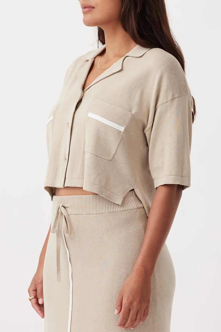 Arcaa Quinn Cropped Shirt Taupe Cream