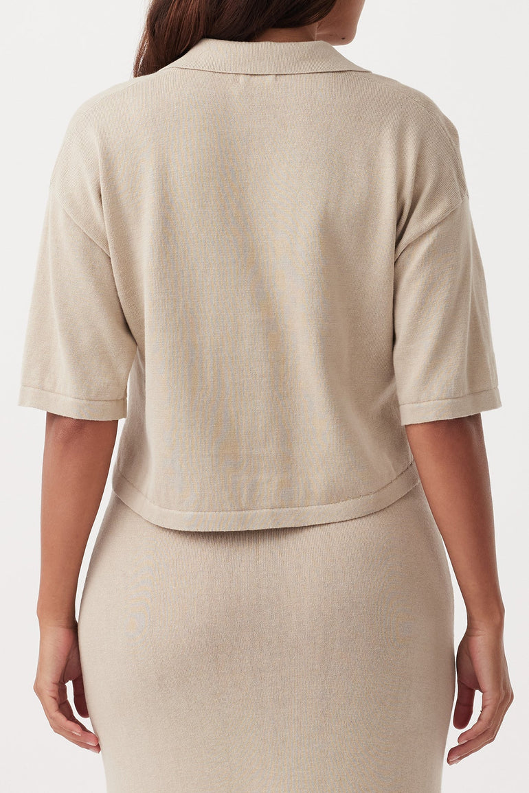 Arcaa Quinn Cropped Shirt Taupe Cream