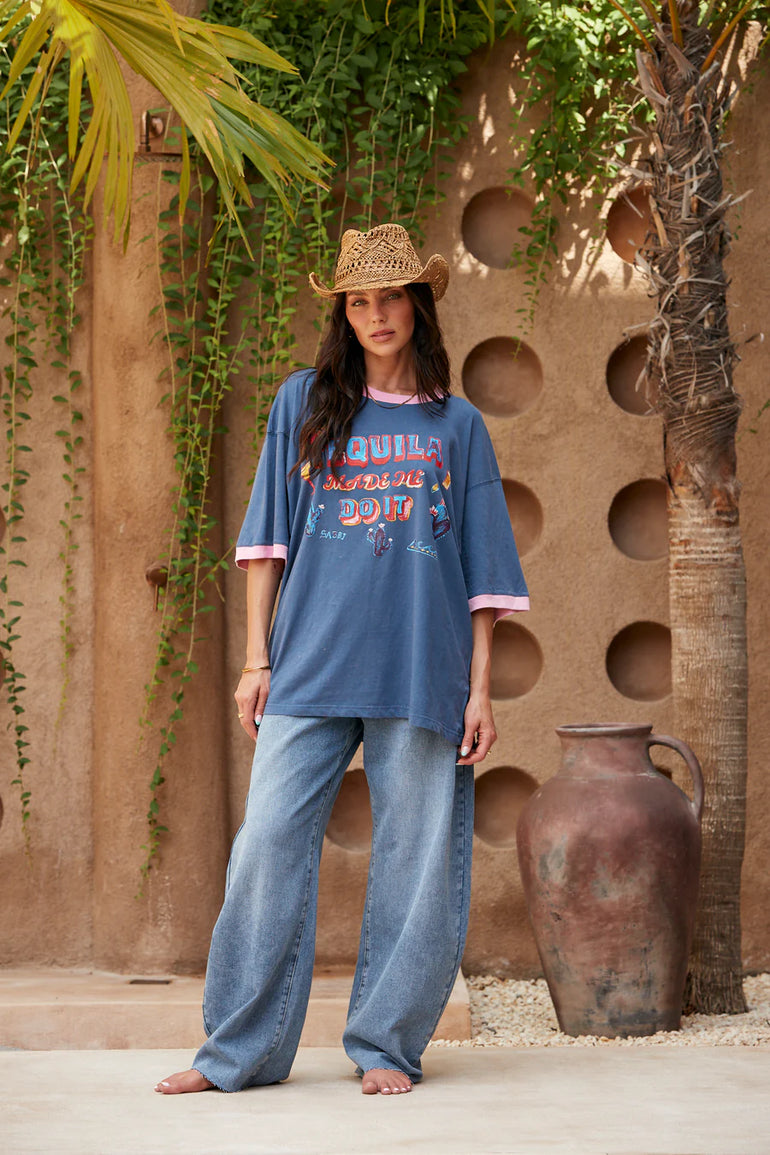 Sabbi The Very Oversized Tequila Made Me Do It Tee Blue