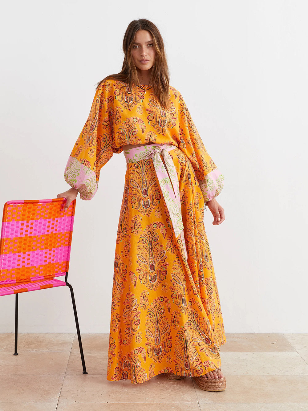 Boteh Wallpaper Maxi Wrap Skirt