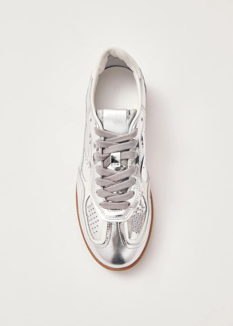 Alohas Rife Shimmer Silver Cream Leather Sneakers