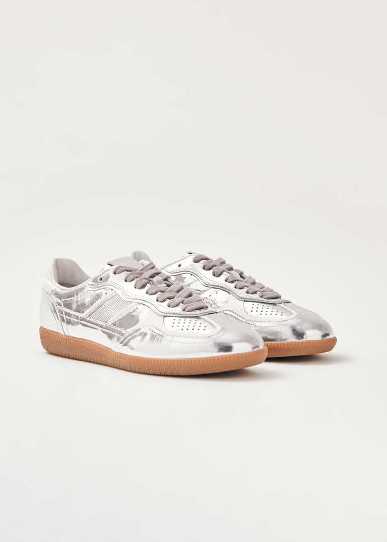 Alohas Rife Shimmer Silver Cream Leather Sneakers