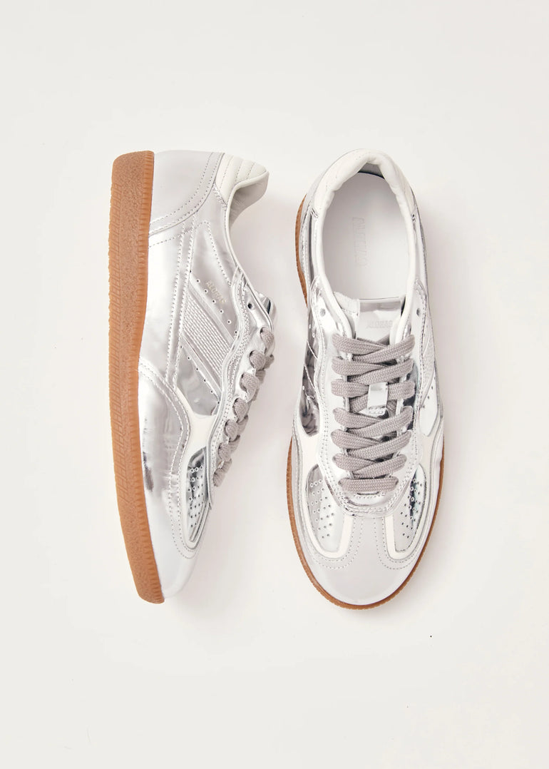 Alohas Rife Shimmer Silver Cream Leather Sneakers