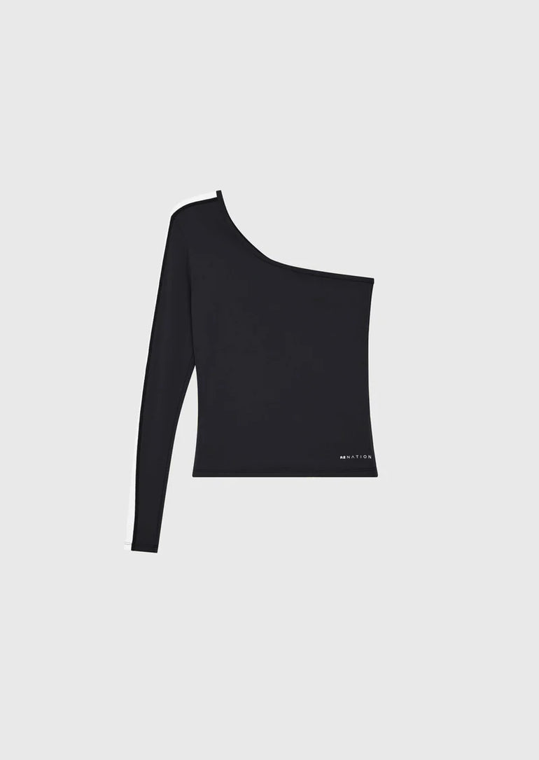 PE Nation Foundation Asymmetric Long Sleeve Top Black