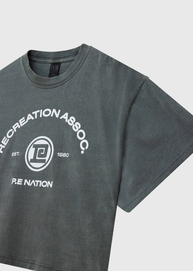 PE Nation Throwback Boxy Short Sleeve Tee Gunmetal