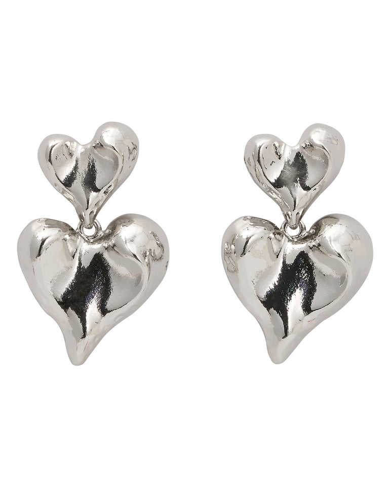 Pair of silver heart-shaped earrings - La Bohème Girls Lira Heart Earring Silver