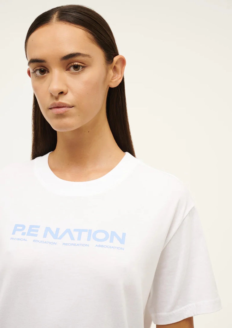 PE Nation Aero SS Tee White Cornflower Blue