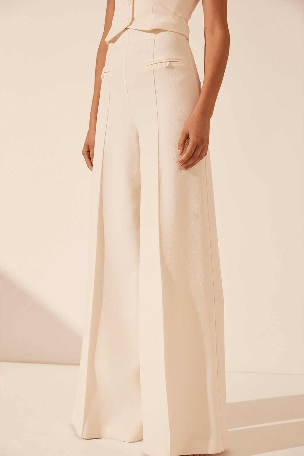 Shona Joy Amura High Waisted Wide Leg Pant Cream