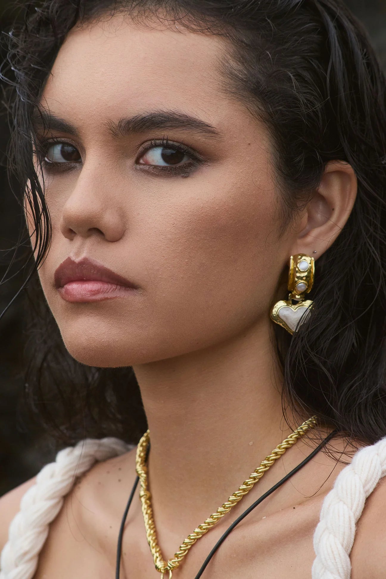 Mountain & Moon Elena Earrings Gold Pearl