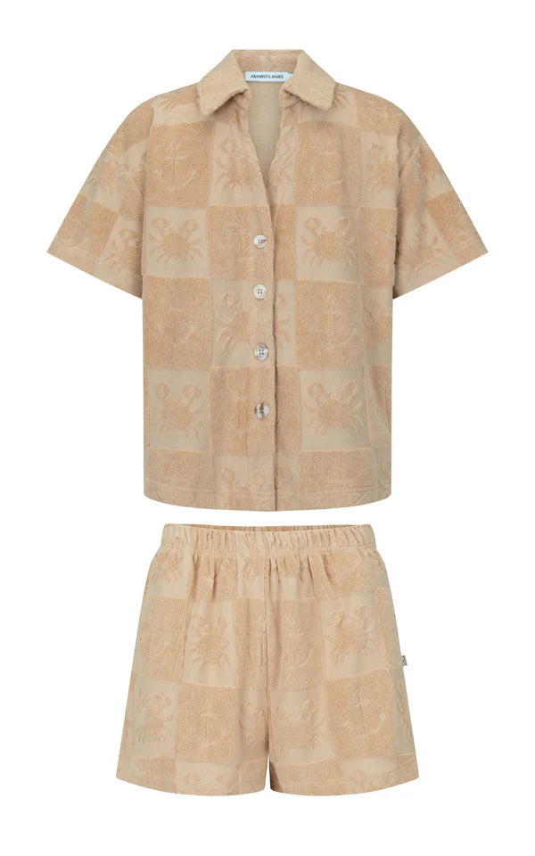 Araminta James Seaside Terry Shirt Set Macadamia