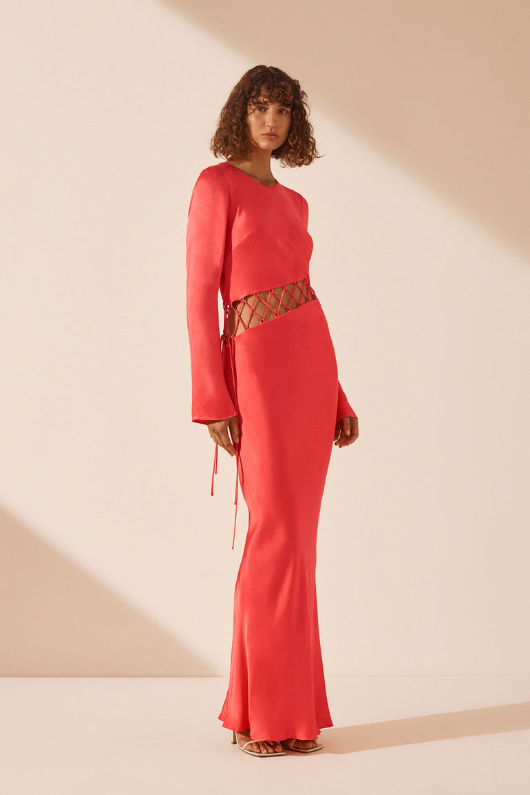 Shona Joy Lydie Asymmetrical Maxi Dress Poppy Red