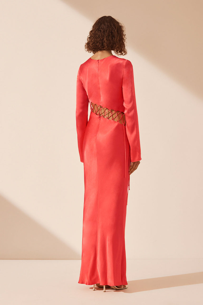 Shona Joy Lydie Asymmetrical Maxi Dress Poppy Red