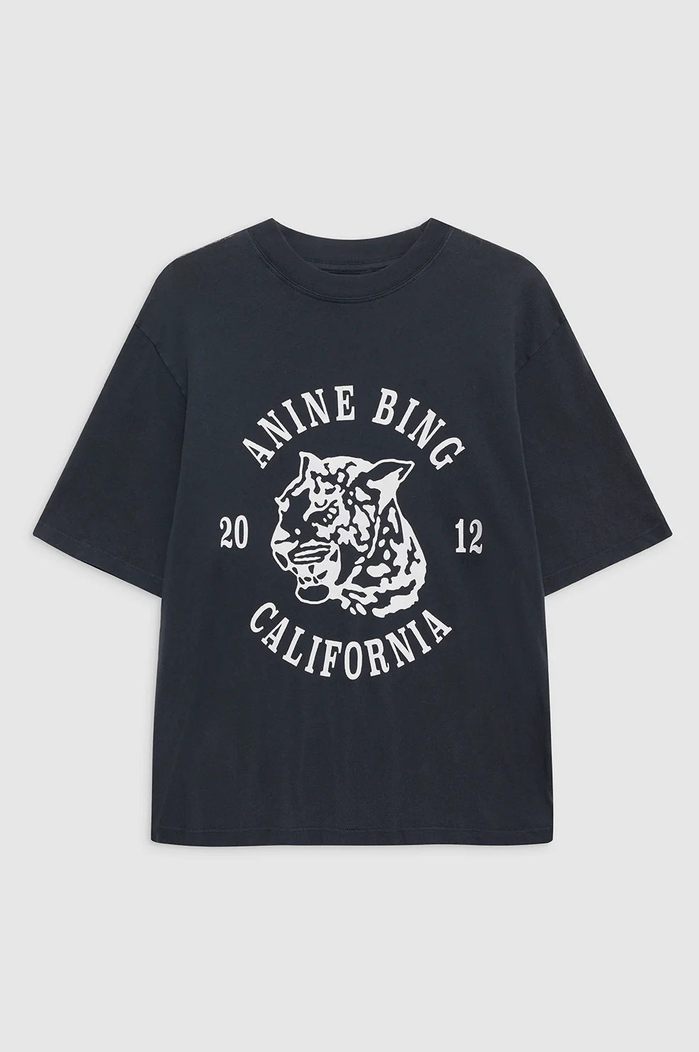 Anine Bing Avi Tee Collegiate Leopard Washed Charcoal