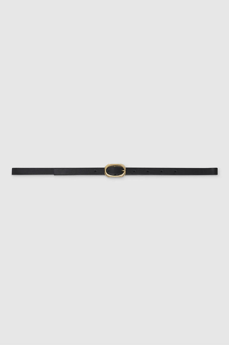 Anine Bing Mini Signature Link Belt Black With Gold