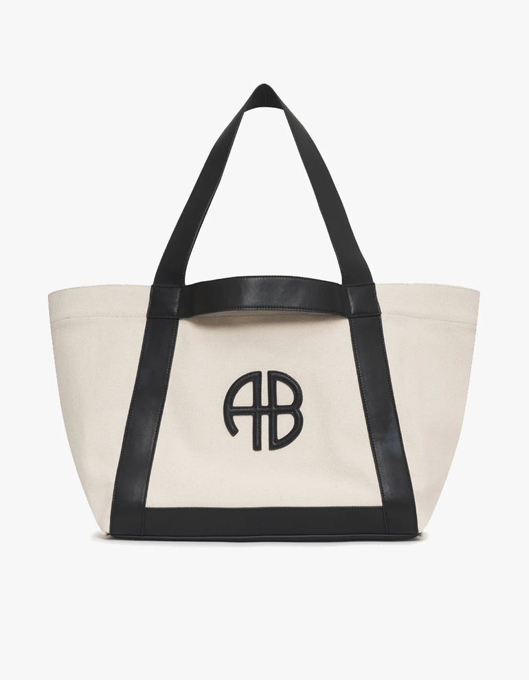 Anine Bing Cara Tote Natural Canvas With Black