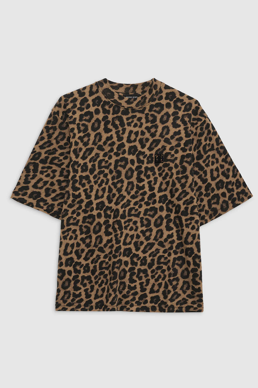 Anine Bing Avi Tee Black And Brown Leopard