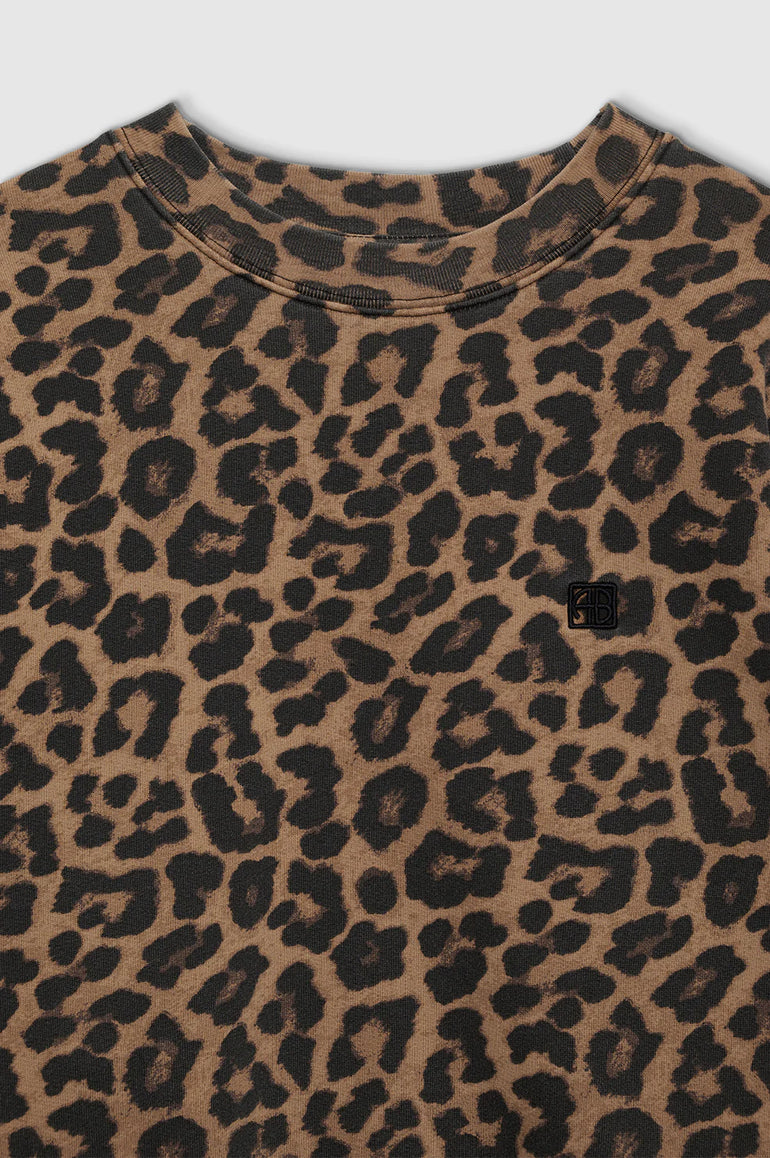 Anine Bing Miles Sweatshirt Black And Brown Leopard