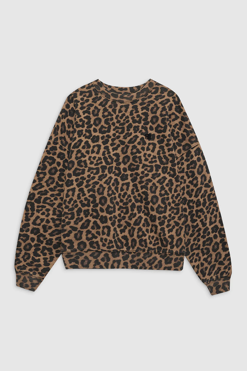 Anine Bing Miles Sweatshirt Black And Brown Leopard