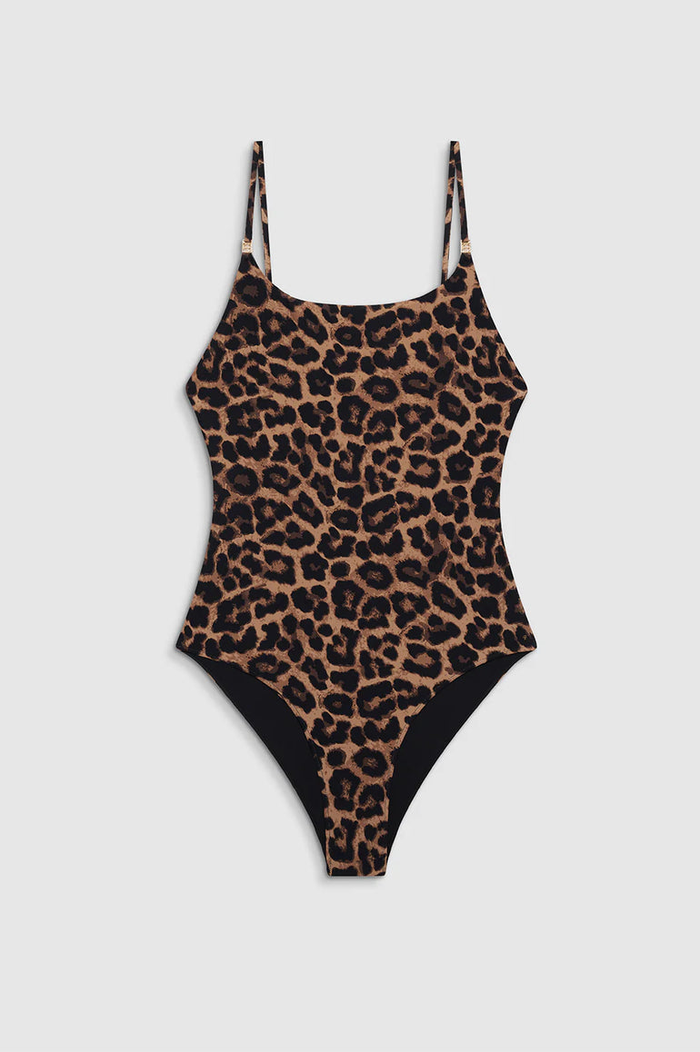 Anine Bing Vesta One Piece Black And Brown Leopard