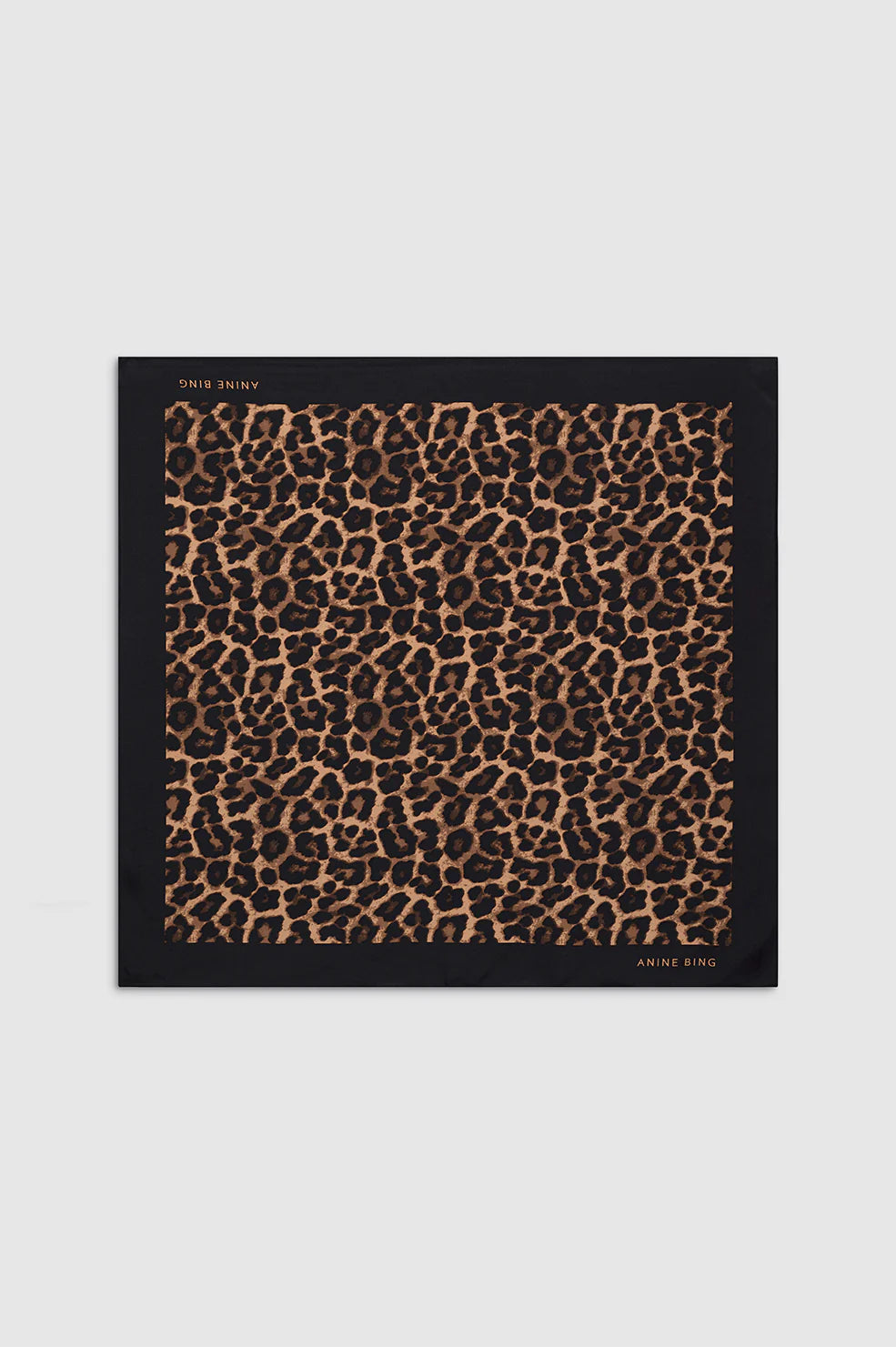 Anine Bing York Scarf Black And Brown Leopard