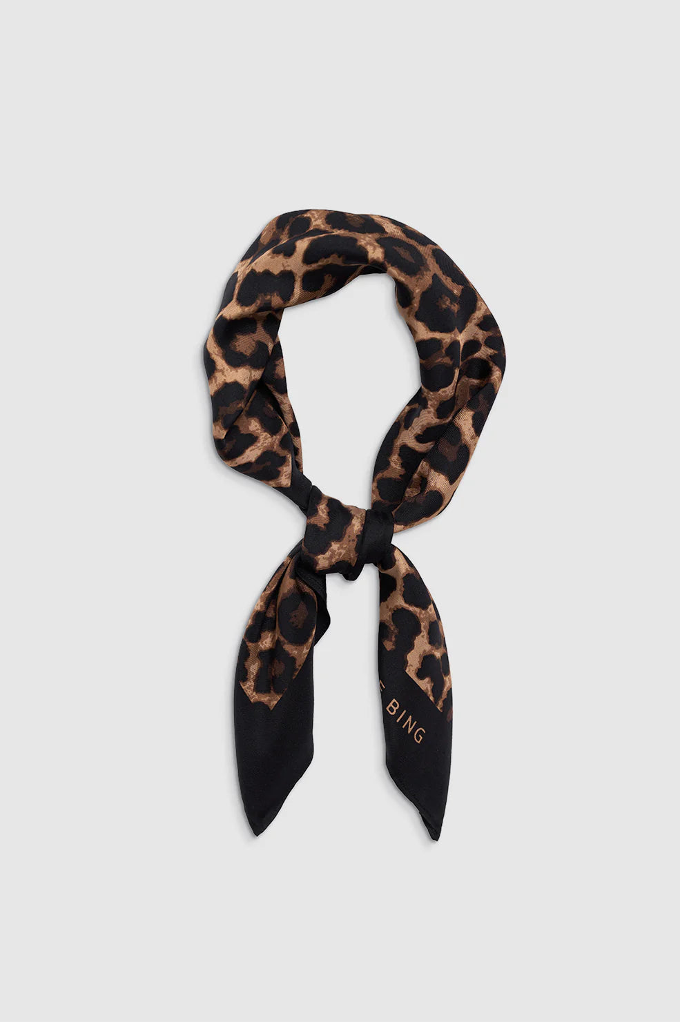 Anine Bing York Scarf Black And Brown Leopard