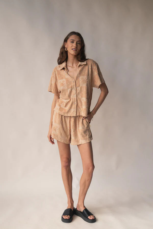 Araminta James Seaside Terry Shirt Set Macadamia