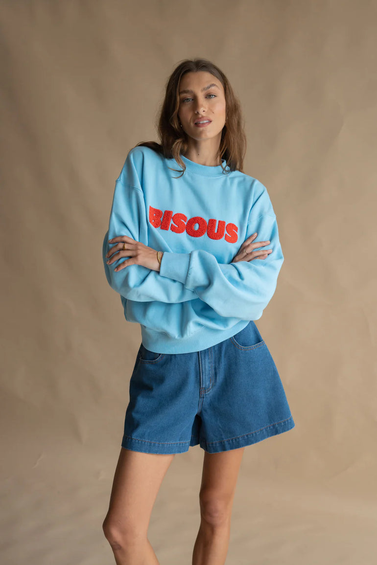 Araminta James Bisous Sweatshirt Ice Blue