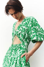 Shona Joy Arosa Linen Short Sleeve Cut Out Midi Dress