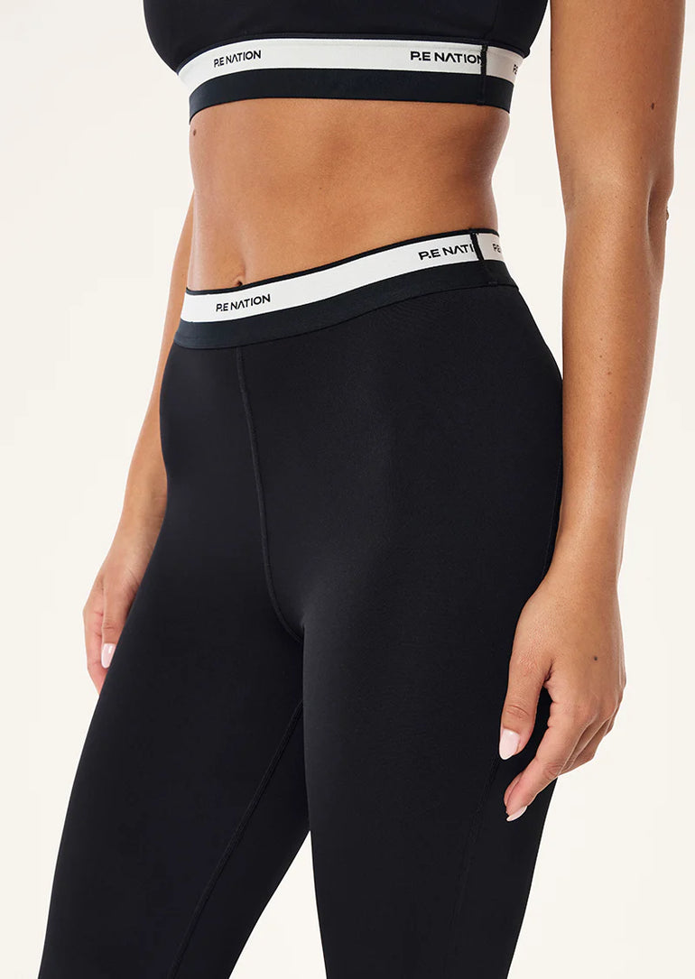 PE Nation Avant Flare Legging Black Whisper White