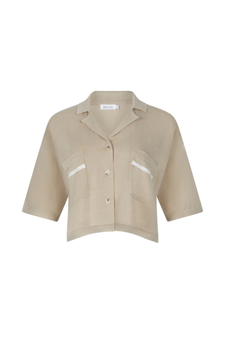 Arcaa Quinn Cropped Shirt Taupe Cream