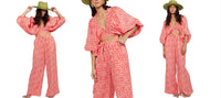 La Bohème Girls Essie V Neck Maxi Dress Coral Oat Leopard