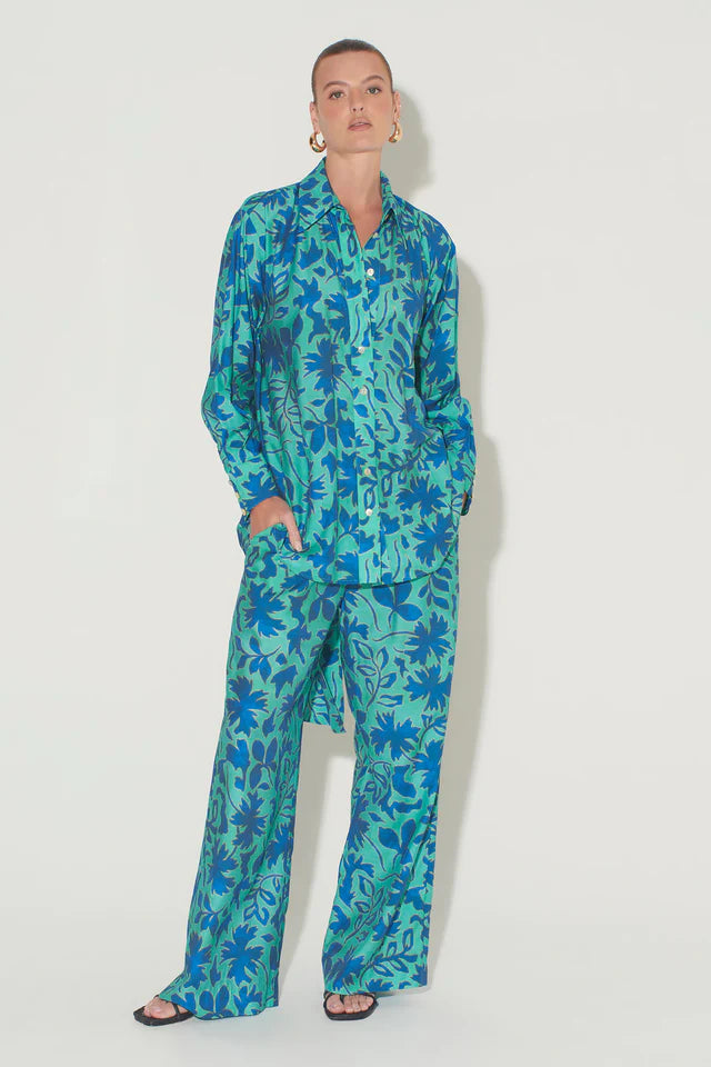 Hansen & Gretel Barclay Shirt Aqua Leaf