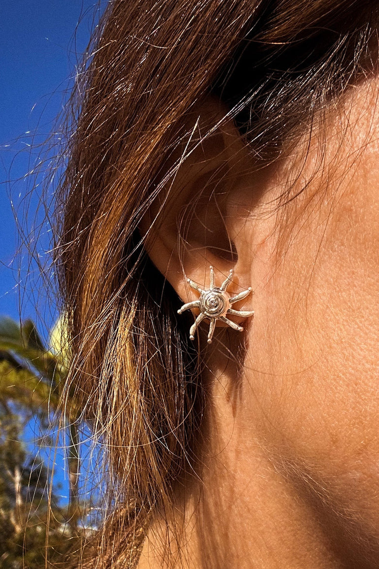 Briwok Tangalooma Sun Stud Earrings Silver