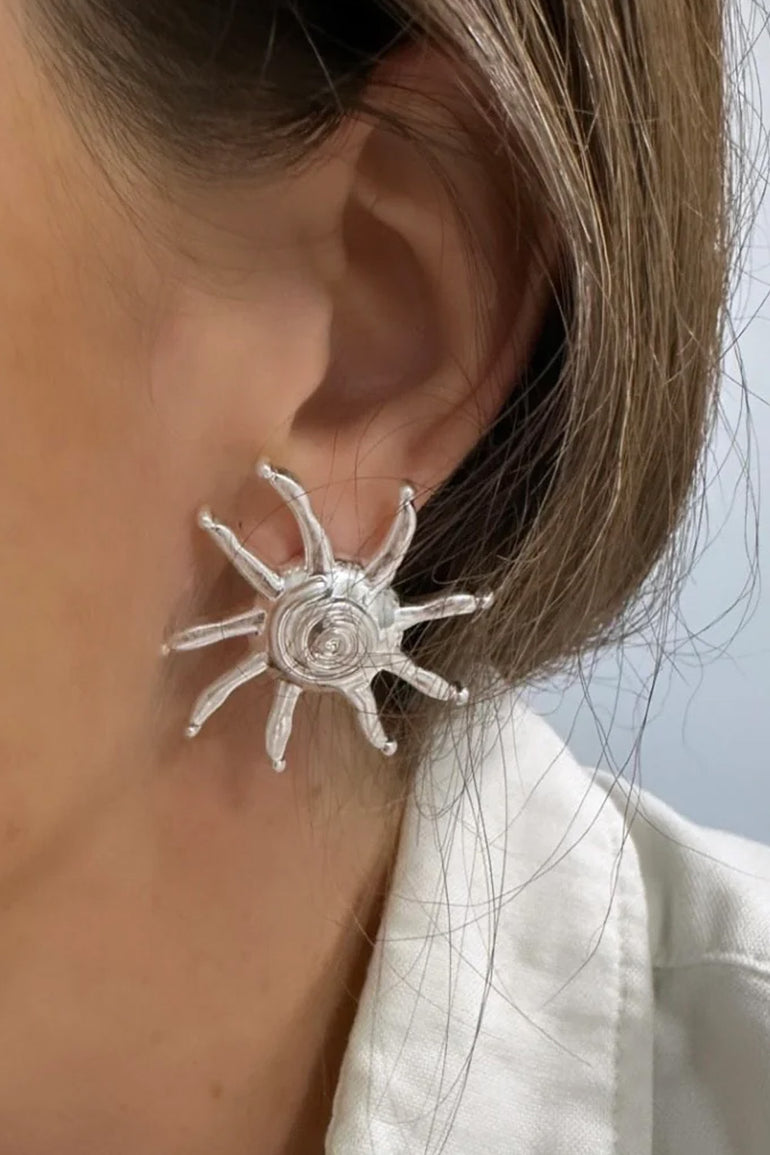 Briwok XL Tangalooma Sun Stud Earrings Silver