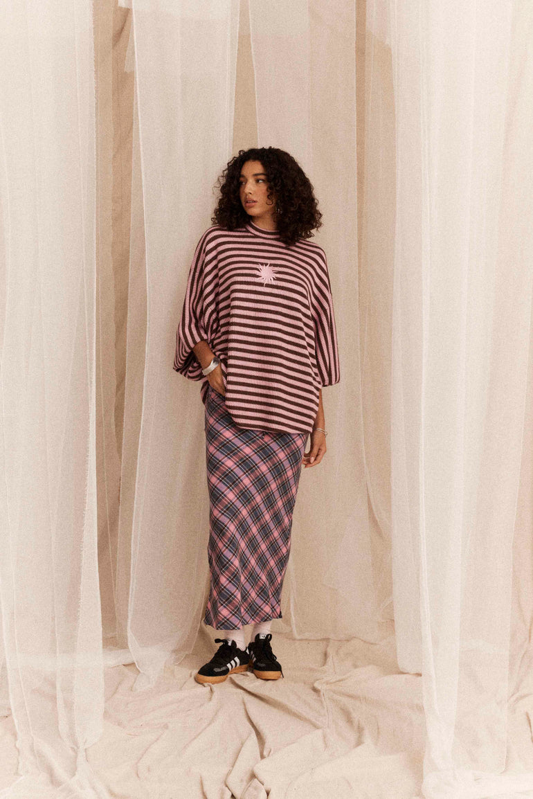 Kinga Csilla Etoffe Check Column Skirt
