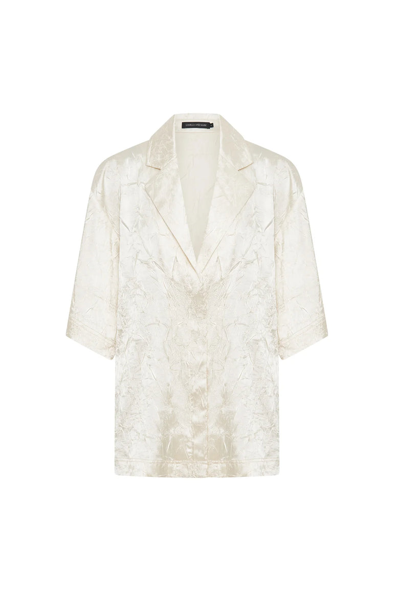 Camilla and Marc Allire Satin Shirt Cream